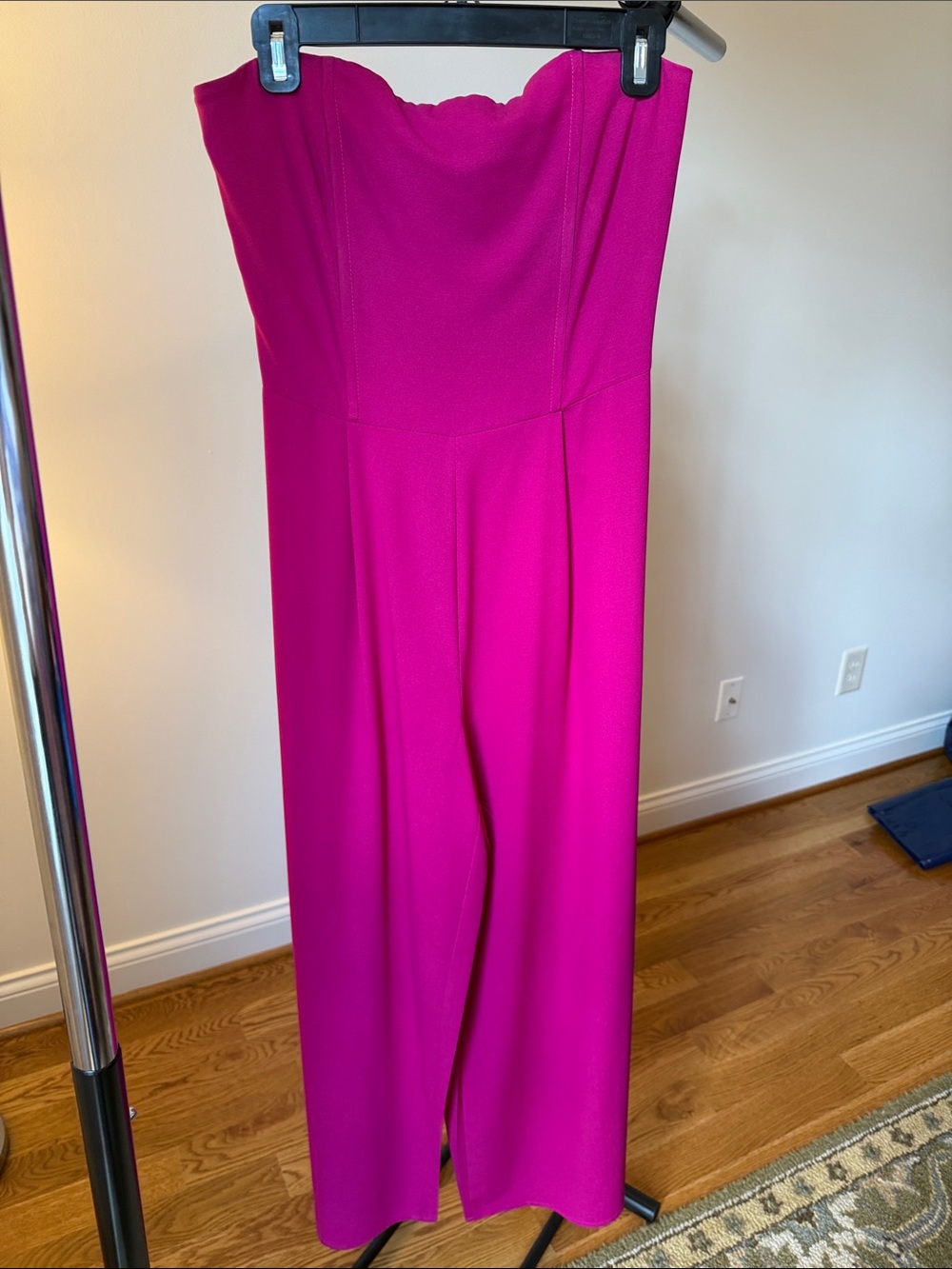 Lucy Paris Strapless Wide-Leg Jumpsuit in Fuchsia